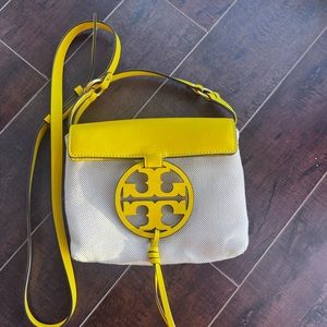 Tory Burch Like New Yellow + Beige Crossbody